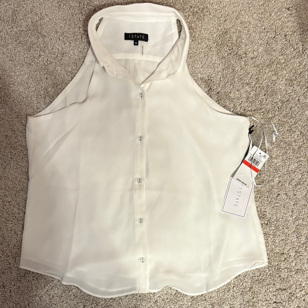STATE Women's Cream Halter Blouse NWT